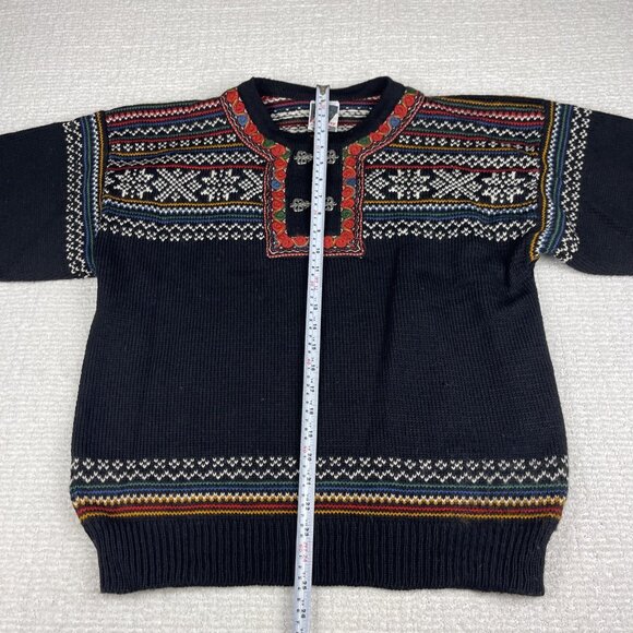 Dale Of Norway Vintage Womans Sweater S Pure 100% Wool Black & Floral pattern - Picture 12 of 16